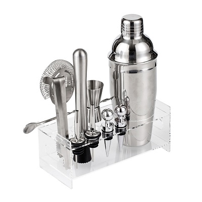 11 Piece Bar Tools Bartender Kit With White Acrylic Stand