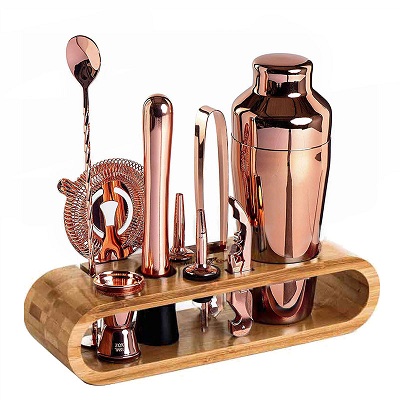 10 Piece Professional Bartender Kit Bar Tool Set (Copper)