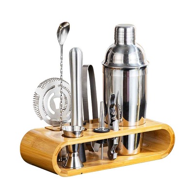 10 Piece Perfect Bartender Kit Bar Shaker Tool Set (Silver)