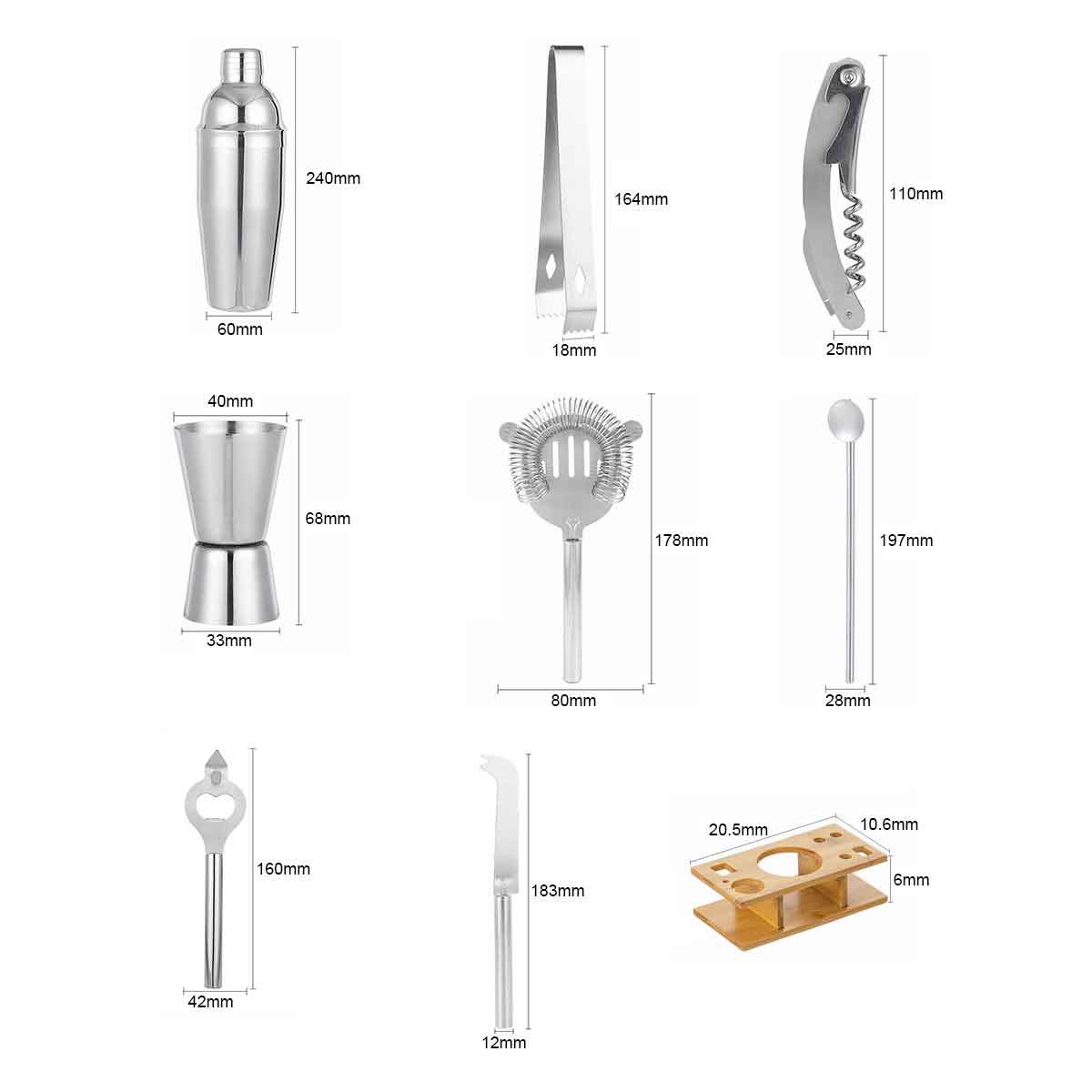 Bartender Kit with Stand 9 Piece Bartender Kit Bar Tool Shaker Set Bar Tools Martini Shaker