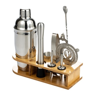 10 Piece Drink Shaker Set Mixology Bartender Kit With Stylish Bamboo Stand