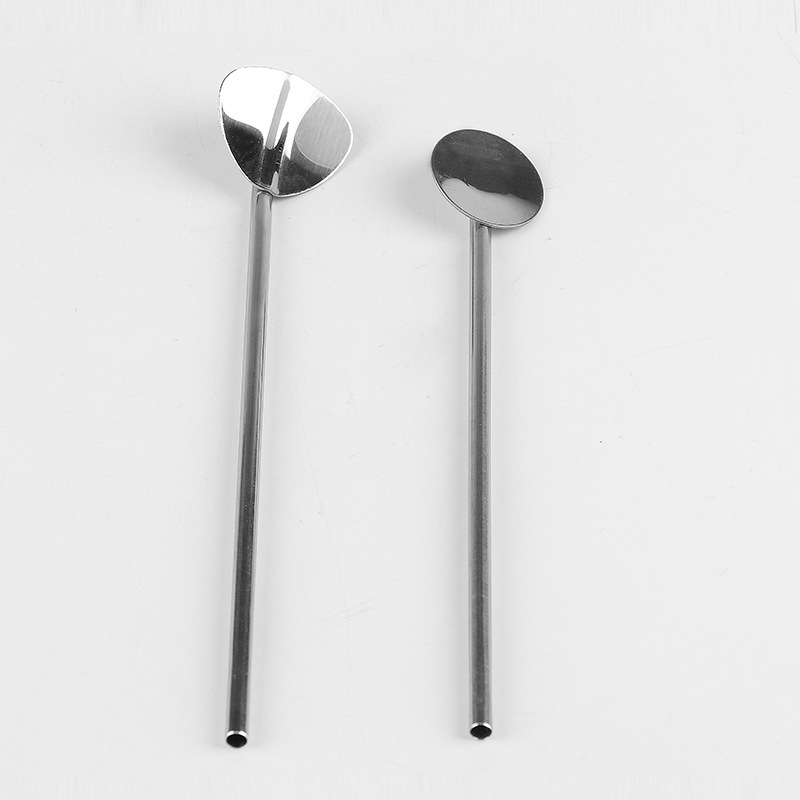 Stainless Steel Spoon Straw, 7 inch Bar Spoon Handle with Straw, Bar