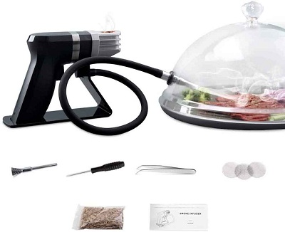 Portable Handheld Cold Smoking Gun, Smoke Infuser Kit includes Wood Chips and Dome Lid