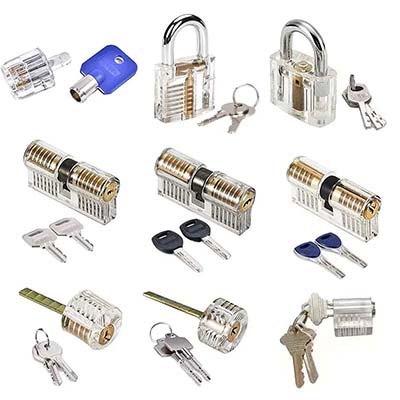 9 Practice Lock Set Transparent Lock Picking Training Set for Beginner and Locksmith