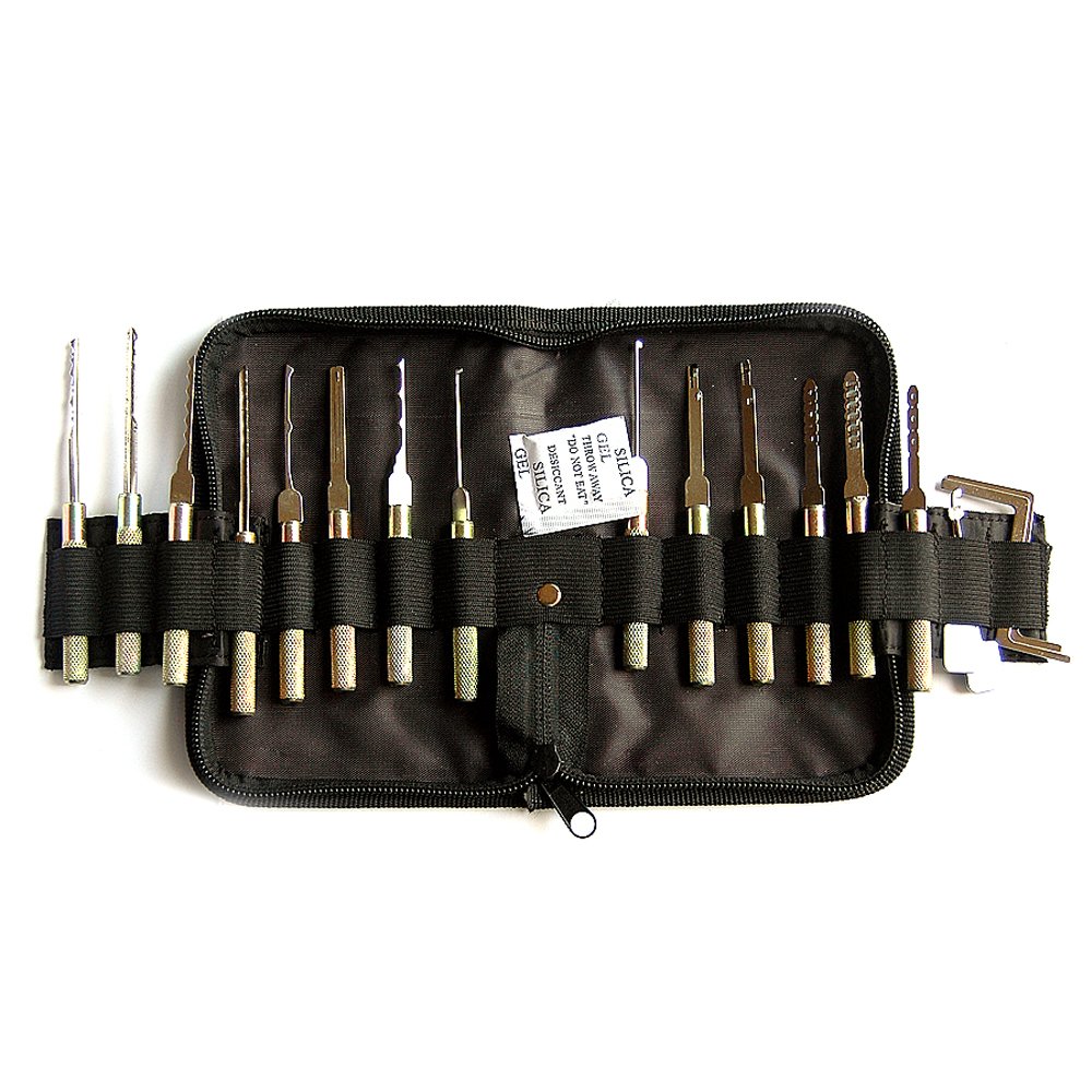 14 Pieces Dimple Lock Pick Set with Black Bag, Locksmith Pick Tools