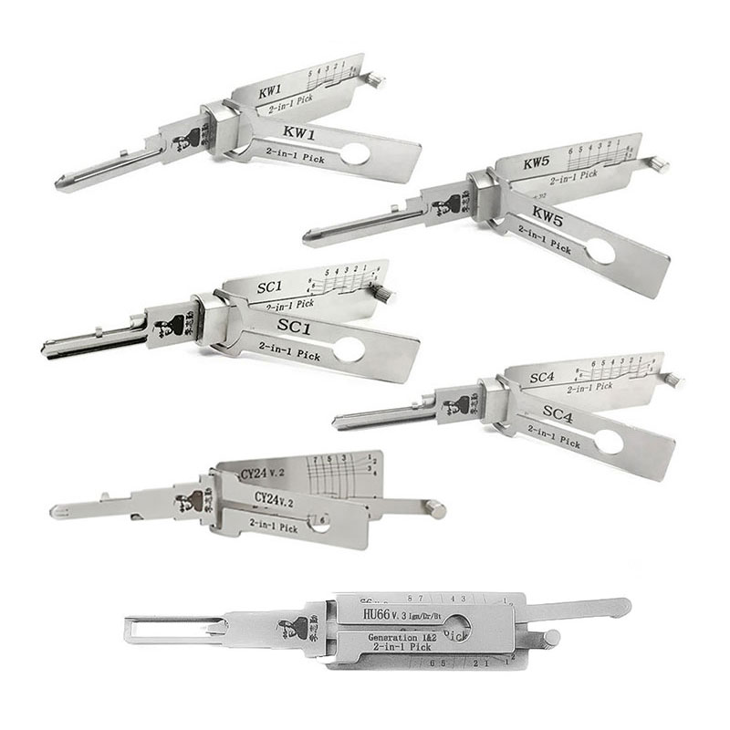 Lishi SC1 SC4 KW1 KW5 CY24 HU66 Pick And Decoder Tools Set, Auto Locksmith Tool