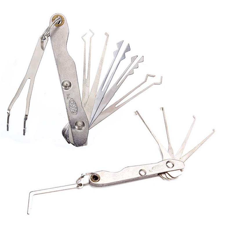 2 Pieces Folding Lock Pick Set, Picks and Hooks Tool