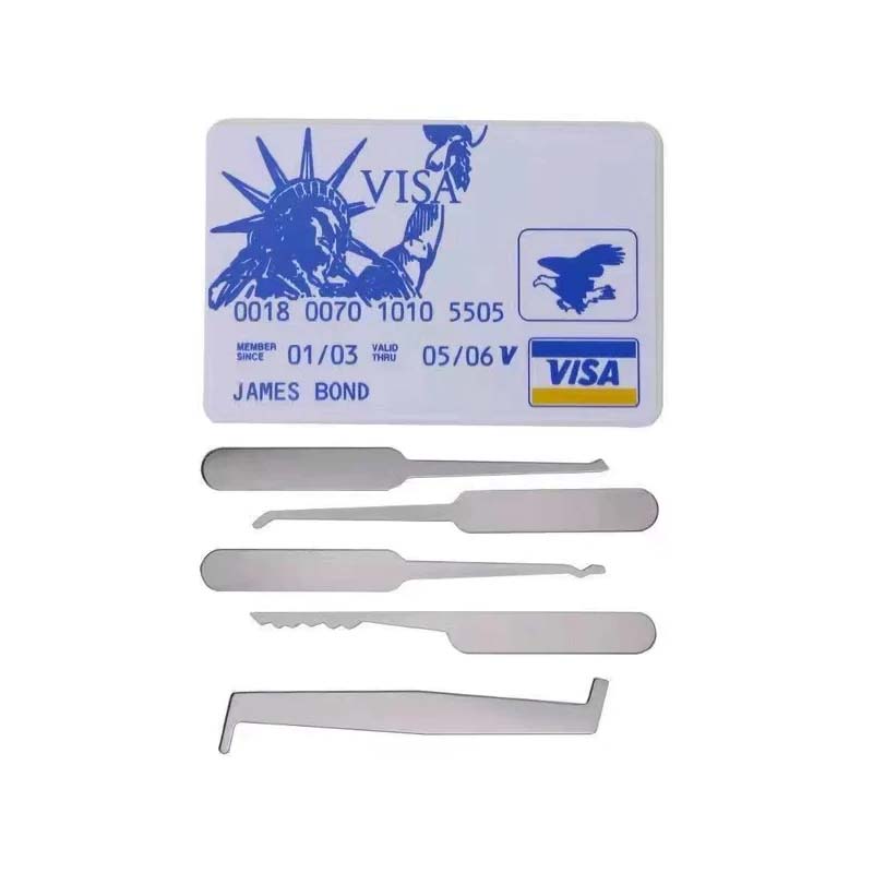 Credit Card Lock Pick Set with 5 Pieces Pick Tool and 1 Transparent