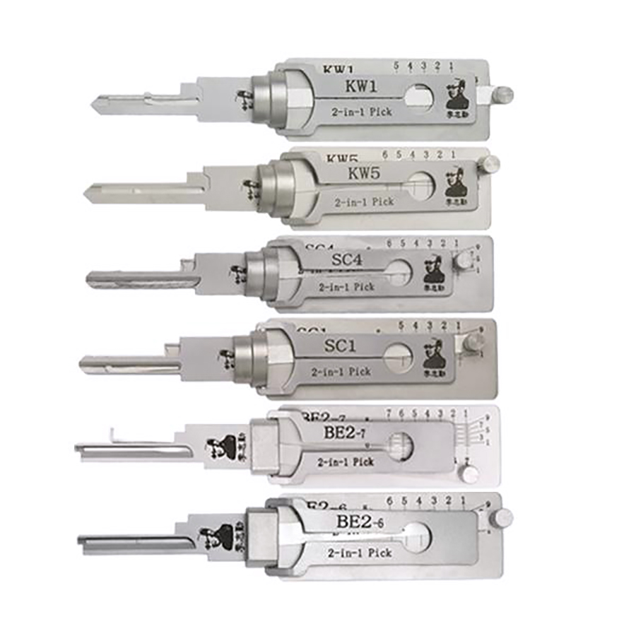 6 Pieces Lishi Residential Pick and Decoder Tools Set, KW1, KW5, SC1