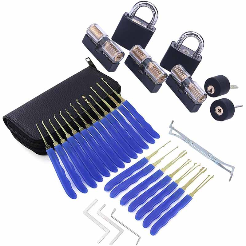 31 Pieces Lock Pick Set includes 7 Pieces Transparent Practice Locks ...