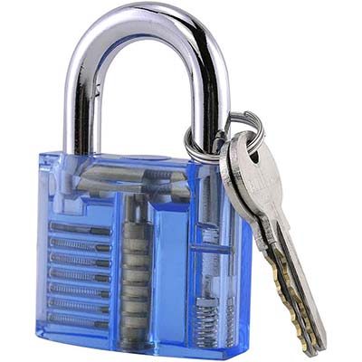 Blue Transparent Practice Padlock, Practice Lock for Beginners and Locksmiths