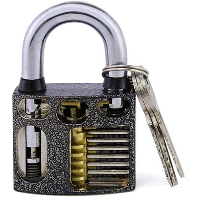 Zinc Alloy Transparent Practice Padlock, Lock Trainer Skill for Beginners and Locksmiths