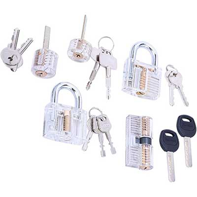 5 Pieces Transparent Practice Lock Set, Lock Picking Training for Beginner and Locksmith