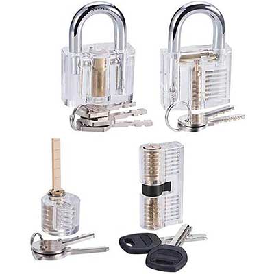 4 Pieces Transparent Practice Lock Set, Training Tool for Beginner and Locksmith