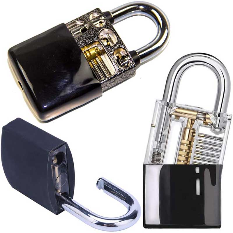 3 Pieces Transparent Practice Lock Set with Black Cover, Training Tools ...