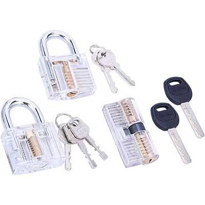 3 Pieces Transparent Practice Lock Set, Lock Picking Tools for Beginner and Locksmith