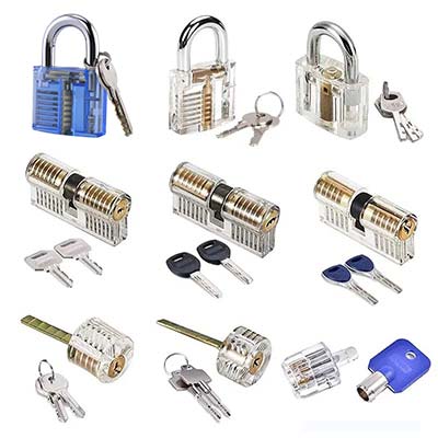 9 Practice Lock Set Transparent Lock Picking Training Set for Beginner and Locksmith